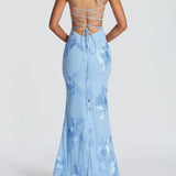 Robe longue moulante en dentelle