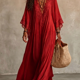 Emeline | Robe longue bohème à manches amples et broderies
