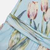 Nerea - Elegante Abito Lungo con Stampa a Tulipano e Scollo a V