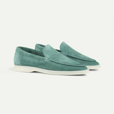 Mocassino classico in pelle scamosciata blu mela
