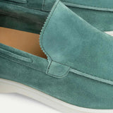 Mocassino classico in pelle scamosciata blu mela