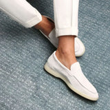 Mocassin classique en suède blanc perlé