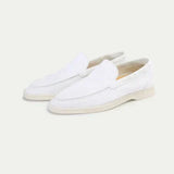 Mocassin classique en suède blanc perlé
