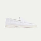 Mocassin classique en suède blanc perlé