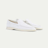 Mocassin classique en suède blanc perlé