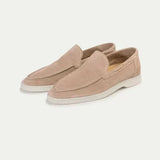 Mocassino classico in pelle scamosciata beige