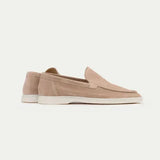 Mocassino classico in pelle scamosciata beige