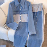 Natalie – Giacca bicolore con pantaloni ampi
