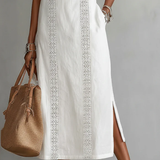 Jimena | Abito midi in lino con colletto alla coreana